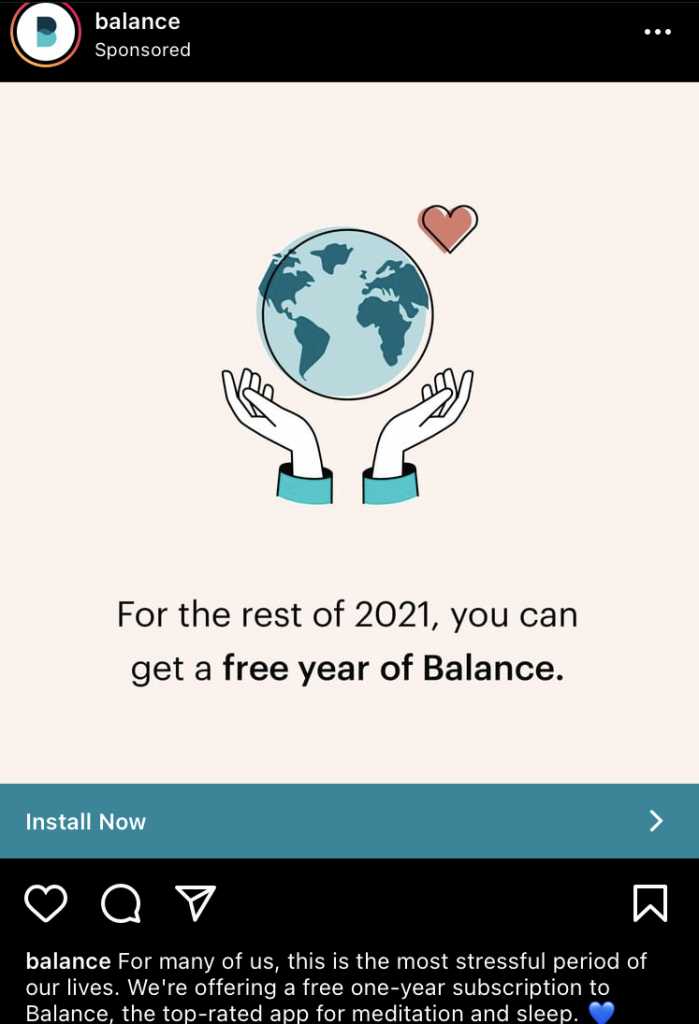 balance instagram ad example k6