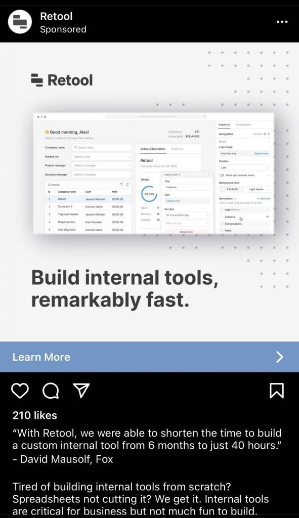 Instagram ad example