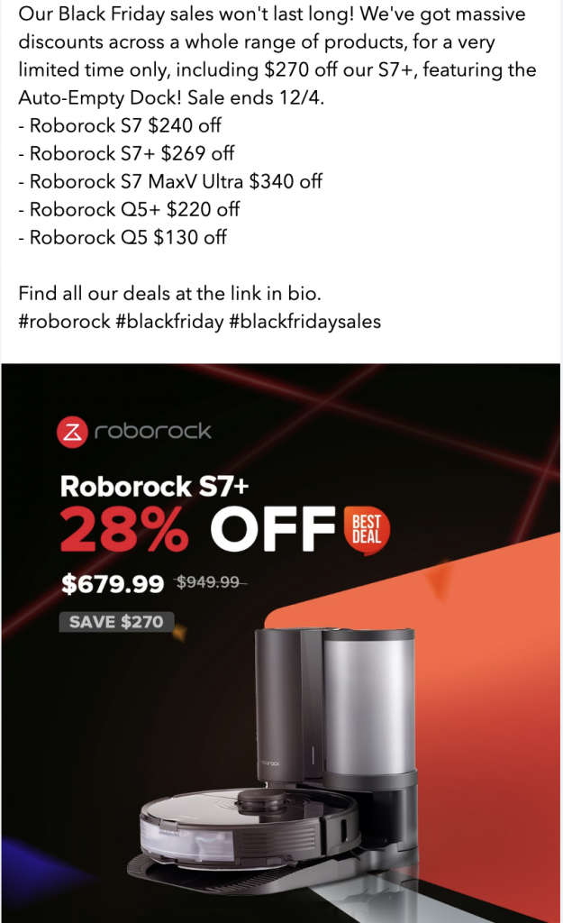 Roborock Facebook ad example