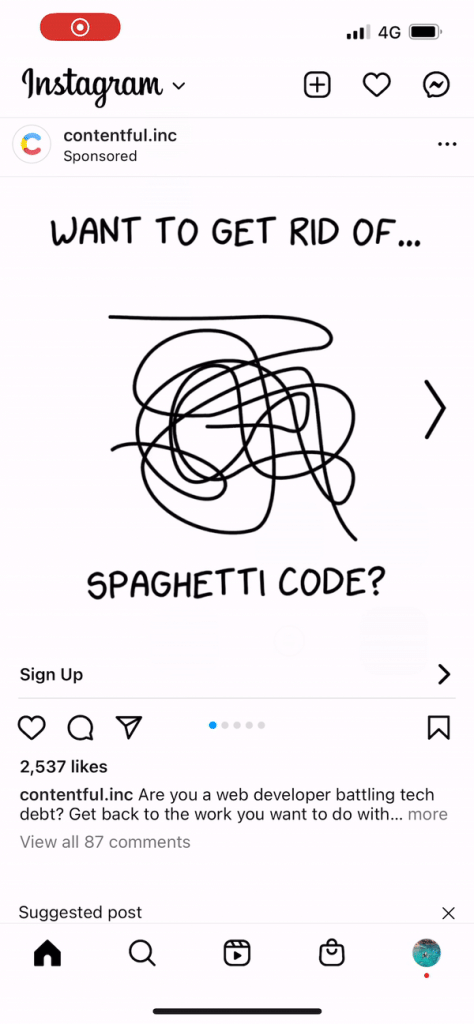 Carousel Instagram ad example